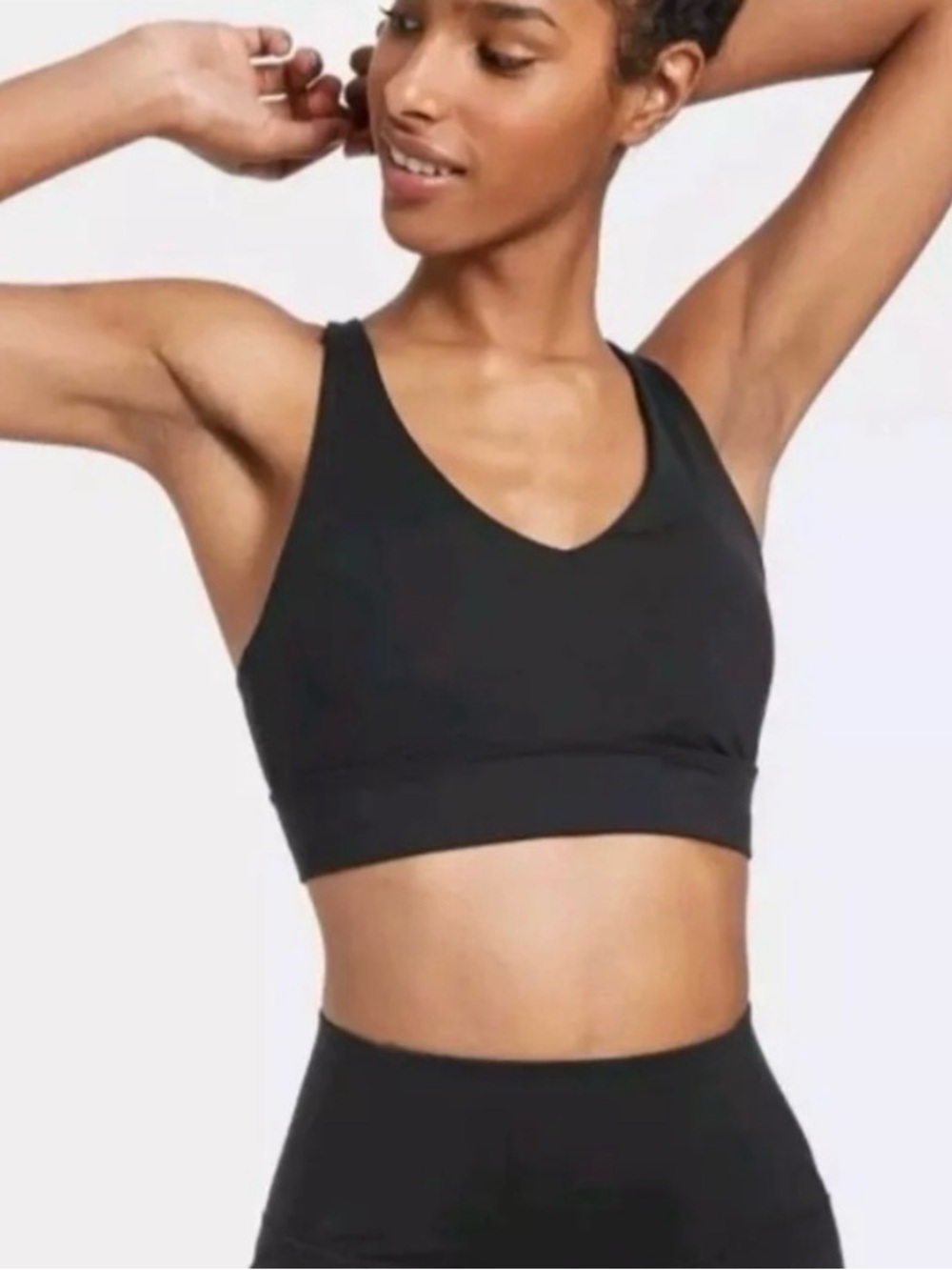 Lot of 3- All in Motion Women's Black V-Neck Seamless Sports Bra